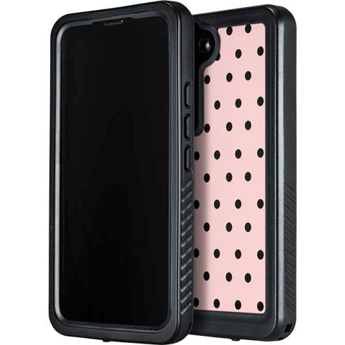 Pink and Black Polka Dots Galaxy S24 Plus Waterproof Case
